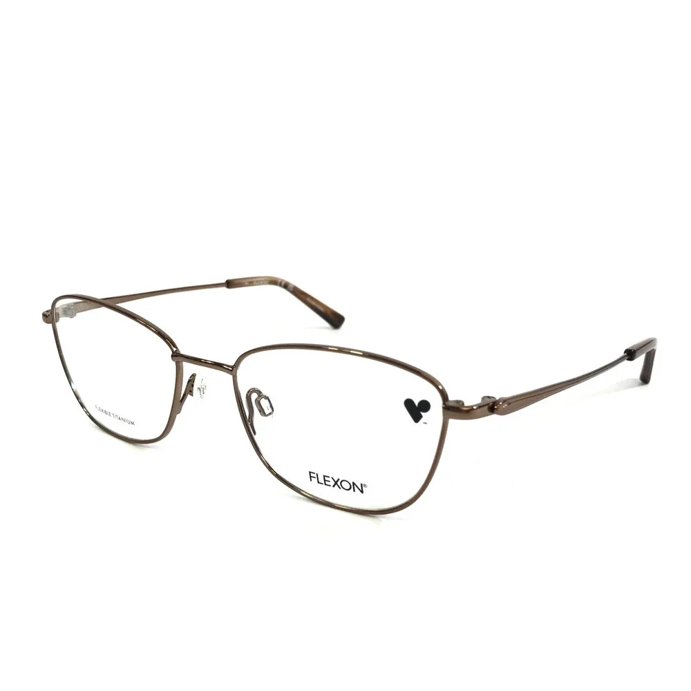 Flexon Eyeglasses Frames W3038 232 Shiny Taupe Brown Cat Eye Titanium 52-18-135